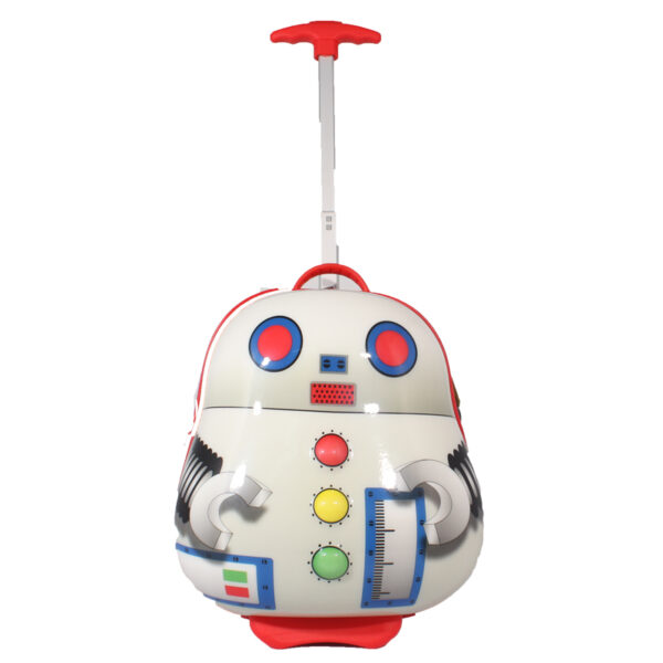 white robot kids luggage