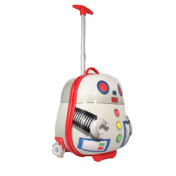 white robot kids luggage